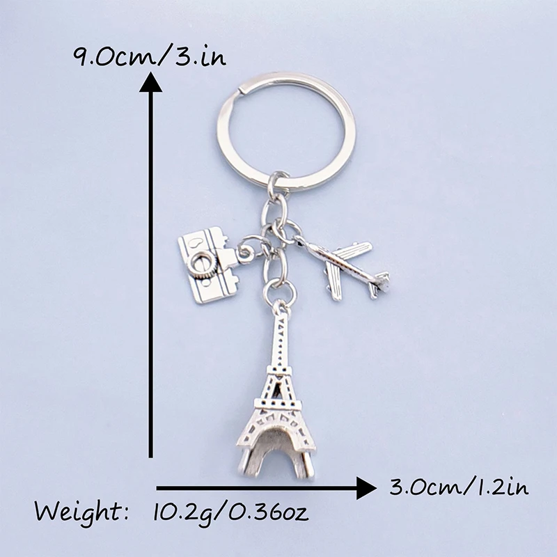 Lovely Mini Paris Eiffel Tower Keychain Aircraft Camera Bag Pendant Keyring Jewelry Gifts Travel Souvenirs Gift Accessories