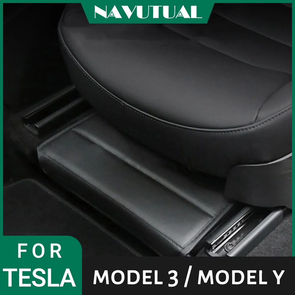 

For Tesla Model Y Front And Rear Seat Storage Box Organizing Box Leather Large Capacity Storage Box