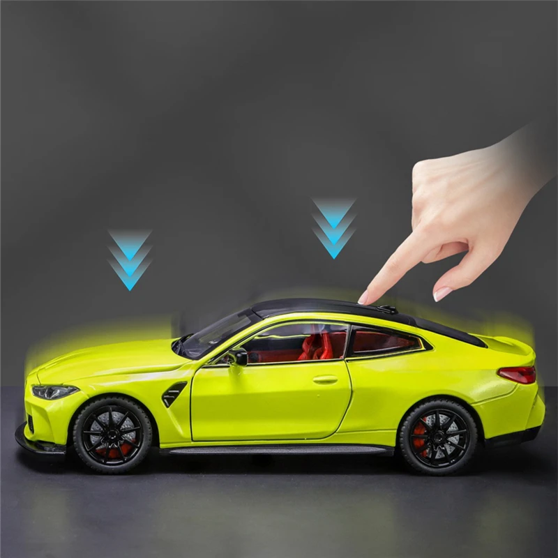 1:24 M4 G82 Coupe Alloy Sports Car Model Diecast Metal Racing Car Vehicles Model Simulation Sound Light Collection kids Toy Gift