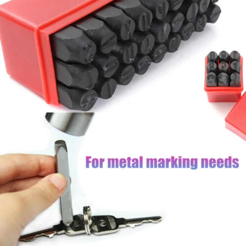 Hand Tools Stamps Plastic Box Plastic box 2/2.5/3/4/5/6/8mm Number & Letter Number & letter Puncher 36pcs Tools Alphabet