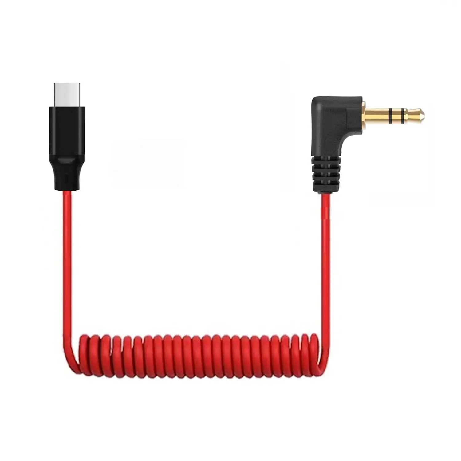 Adapter USB-C do 3.5mm TRS z kablem mikrofonowym do Hollyland Lark Rode Wireless GO 2 / ME/Pro, kabel spiralny — zdjęcie produktu 4