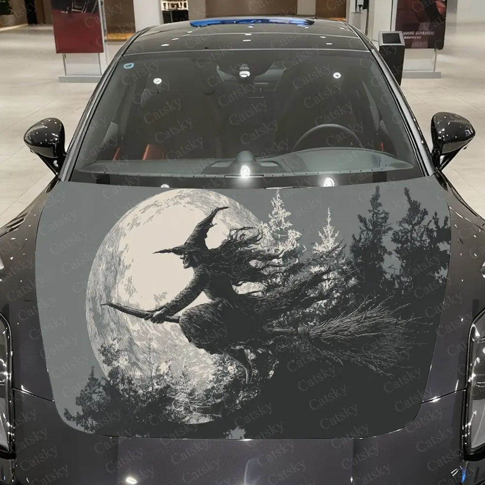 

Car Decal Witch in Moonlit Forest Textural Artistic Fusion Design, Creating a Mysterious and Enchanting-Gothic Visual Car Hood S