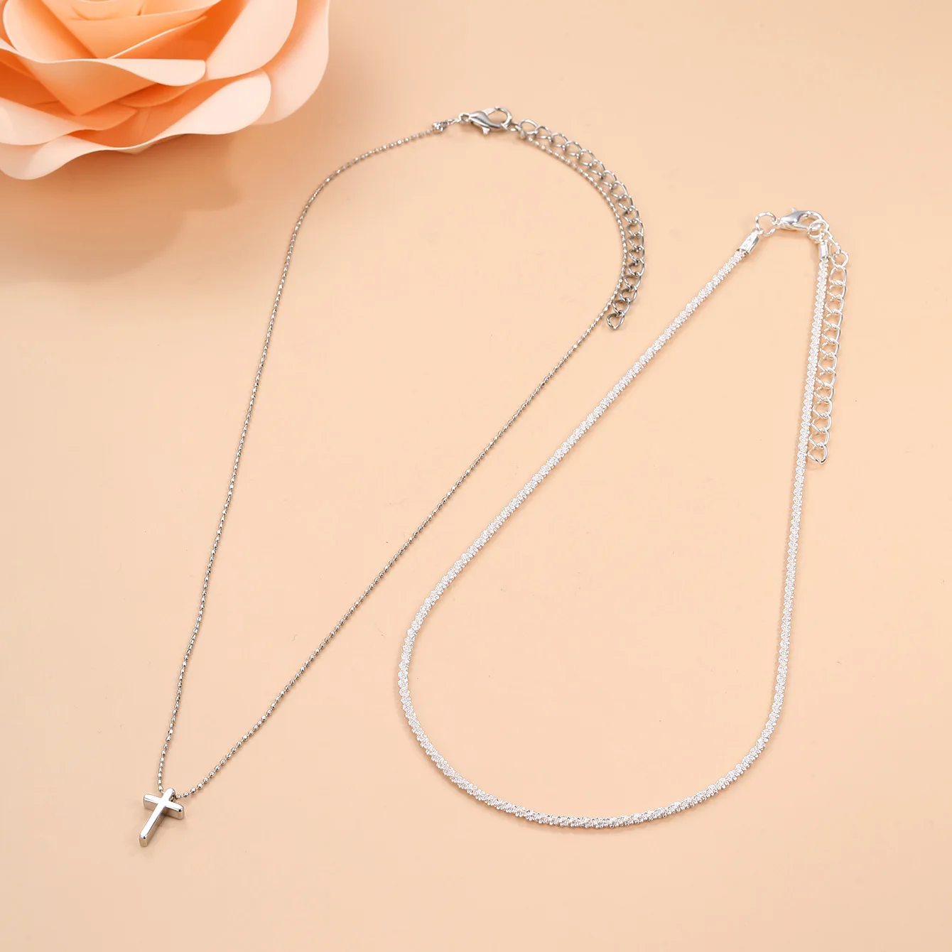 Fashion Multi layer Cross Shining Clavicle Chain Collar Necklace for Men and Women Daily Dressing Party Birthday Gifts Jewelry image 6