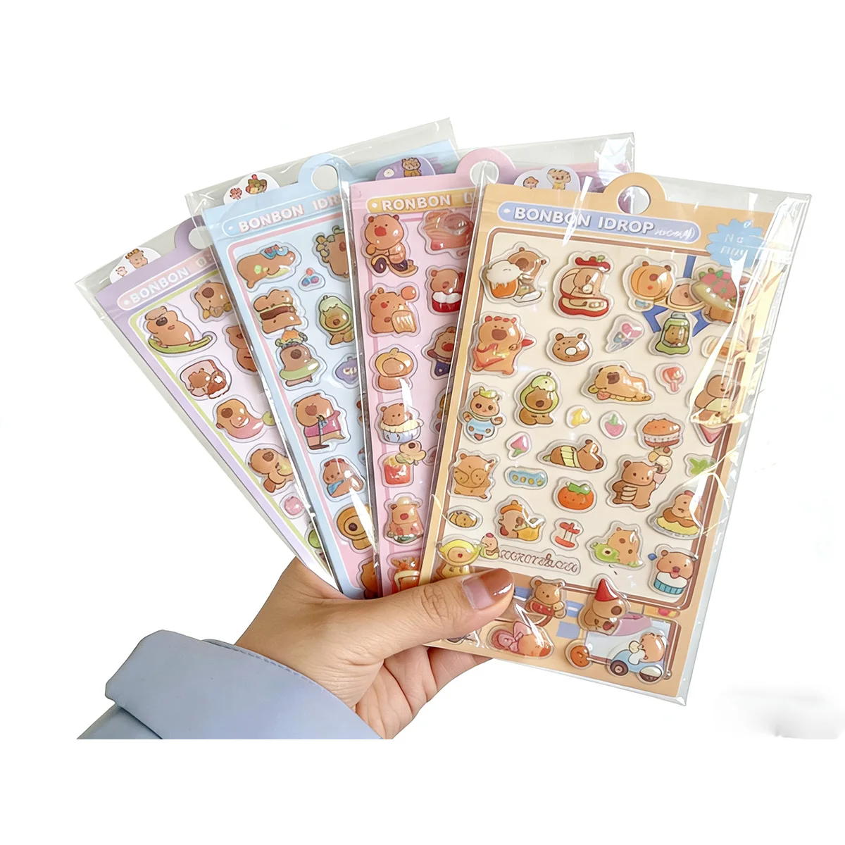 Capivara dos desenhos animados 3D adesivos casos de telefone, garrafas de água e cadernos adesivos de decoração