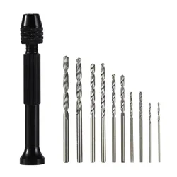 1/11 Piece Mini Tool Set With Black Hand Twist Drill 10 Piece Twist Drill For Woodworking Drilling And Rotary Wood Hole Tools