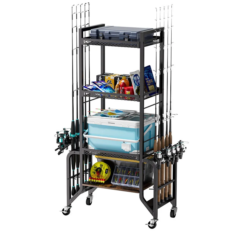 Rod Rack Cross-border Fishing Tool Rack Fishing Gear Finishing Storage Rack Movable Multi-layer Billiard Rod Fishing Rod Display