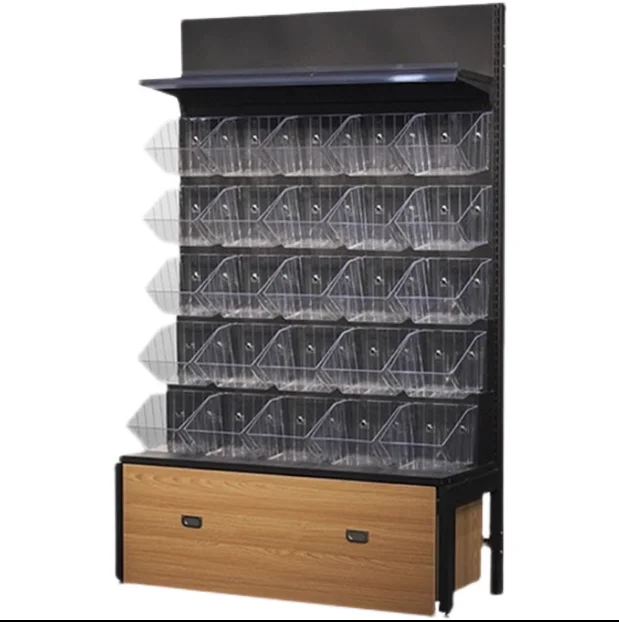 Bulk snack shelves, supermarkets, convenience stores, dried fruits, snacks, candies, multi-layer display racks