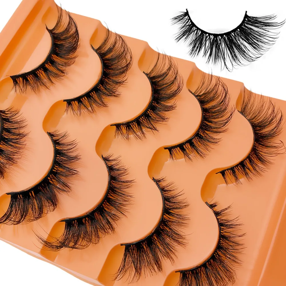 5 Paar natürliche, flauschige Cat-Eye-Kunstwimpern, Fuchswimpern, flauschiges Volumen, verlängerte Wimpern für den äußeren Wimpernrand, für das tägliche Make-up – Detail 3