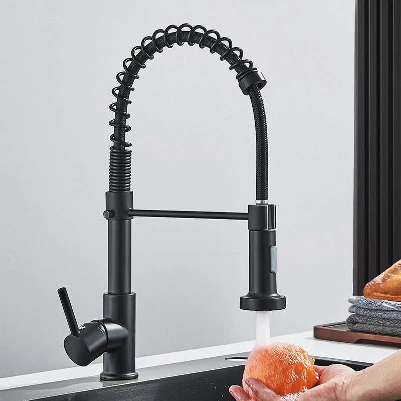 

Matte Black Faucet for Kitchen Sink Gourmet Faucet Kitchen Single Handle Hot & Cold Water Sink High Tap Brass Material