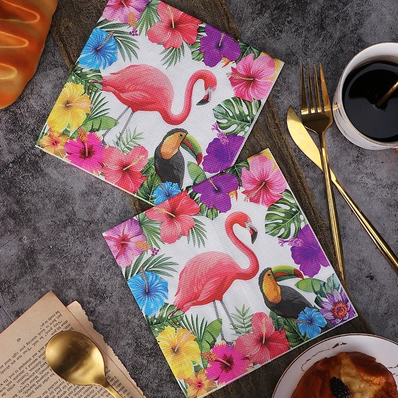 

20pcs/pac 2-Ply New Restaurant Colorful Printing Paper Napkins Household Dining Table Mouth Cloth 33*33cm Facial Tissue Flamingo