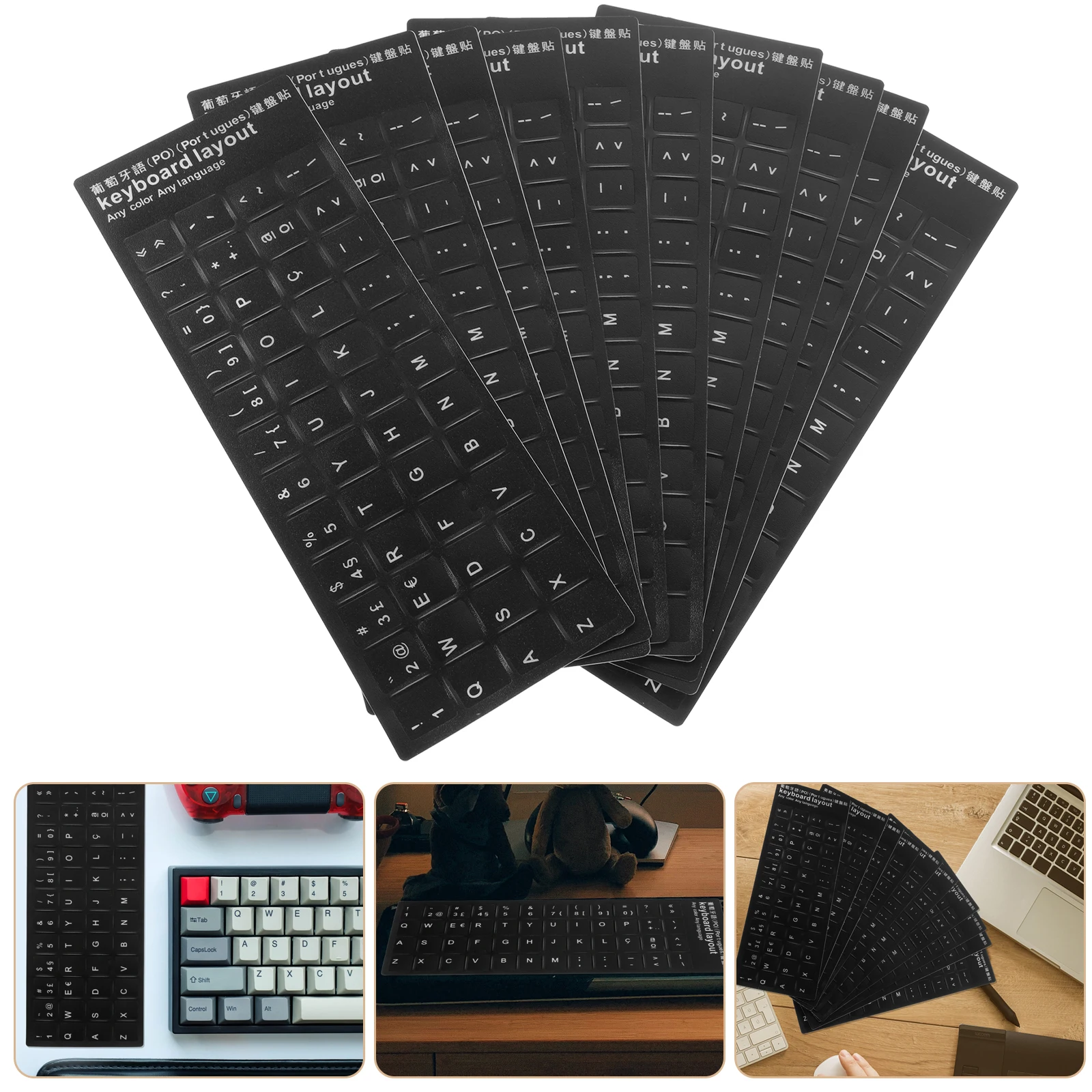 10 Pcs Keyboard Stickers Cover for Typing Practice Decals Laptop Computer Letters Decoration Covers Desktop Dust-proof Skin