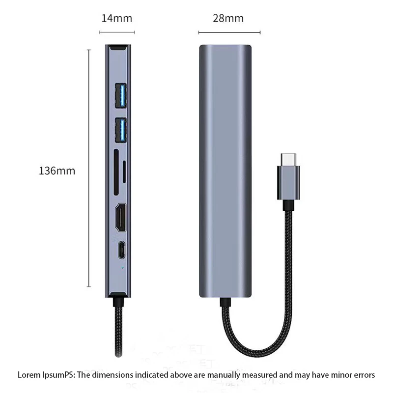 Dock 7-in-1 Hub Suitable for Macbook USB Splitter HD  MI network port expansion dock