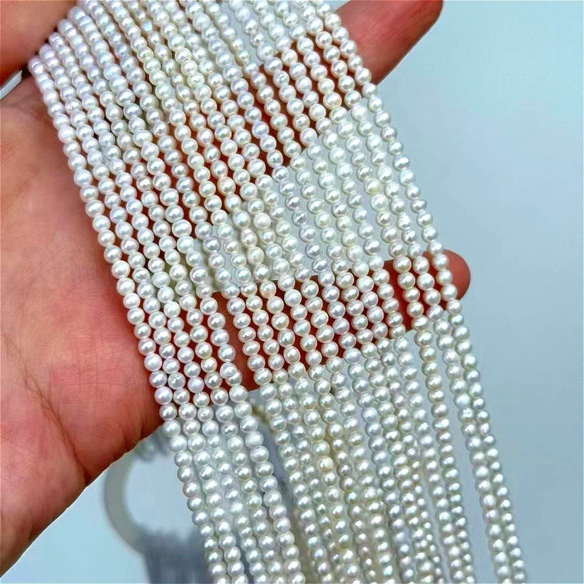 4A 3mm Clean Pretty Natural Freshwater Small Round White Pearl Bead Women Gift Jewelry Make DIY Necklace Bracelet Accessories