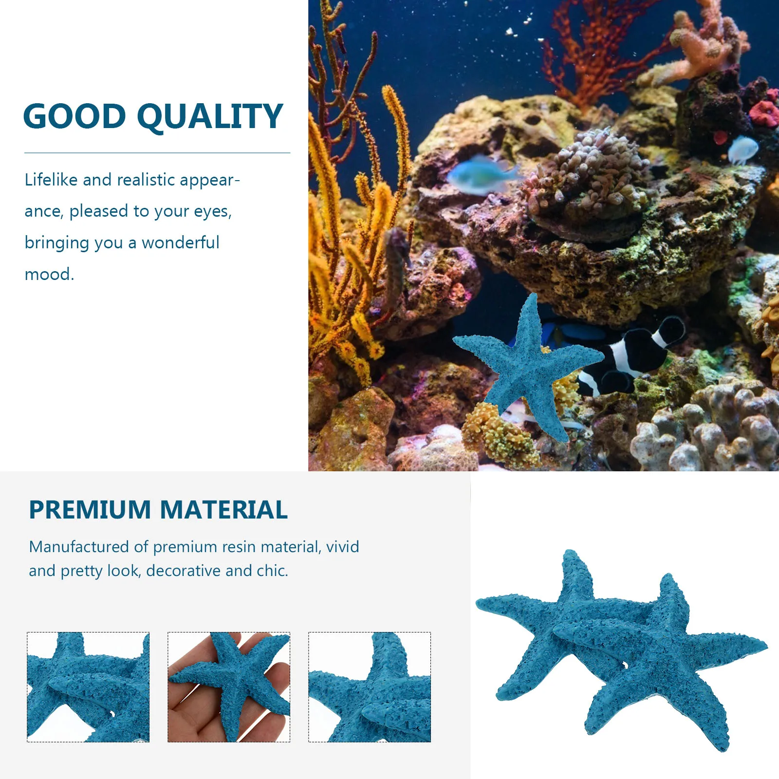 

2 Pcs Beach Fish Tank Ornaments Decoration Artificial Marine Animals Aquarium