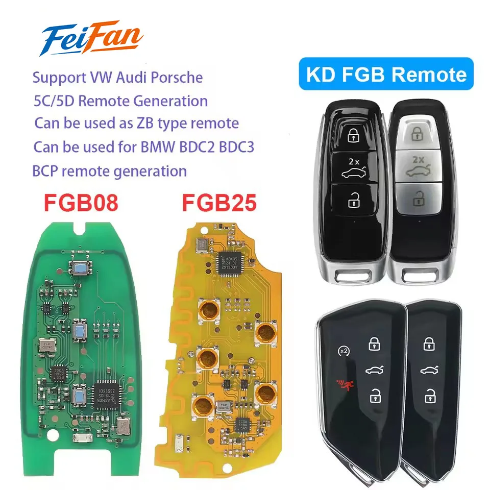 FeiFan KEYDIY Smart Car Key 5C 5D FGB08 FGB25 For AUDI VW Porsche 8Y0959754 5HG959753 5D System Vehicles No UWB Function