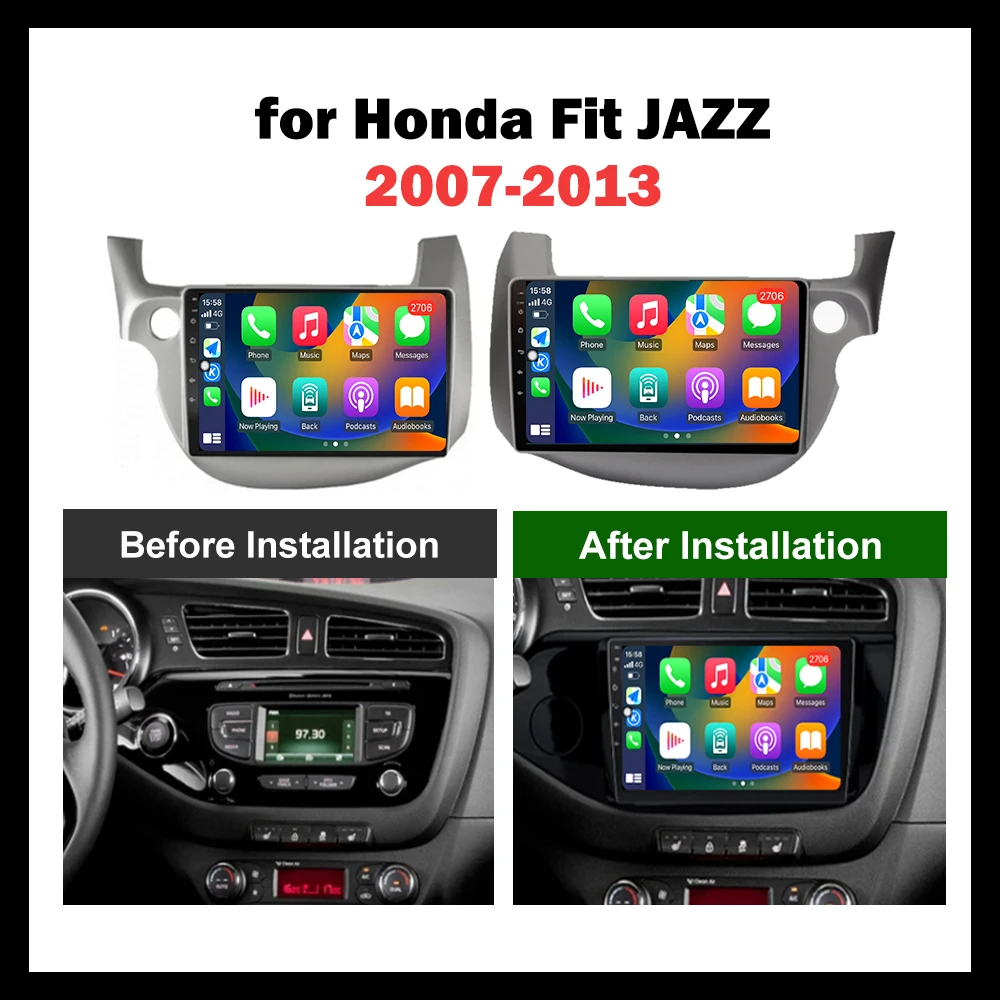 10 \'\' for  Honda Fit JAZZ 2007-2013 Car Multimedia Radio Player Android OS GPS Navi WiFi Auto Tools 4G BT DSP Audio HD Screen