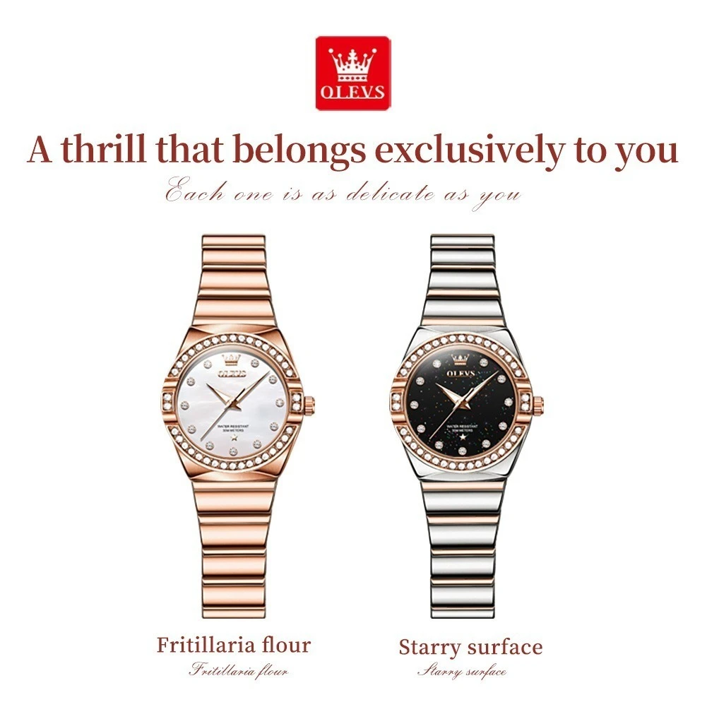 OLEVS 9975 แฟชั่นนาฬิกาควอทซ์ของขวัญหน้าปัดกลมสแตนเลสสายนาฬิกานาฬิกาข้อมือ