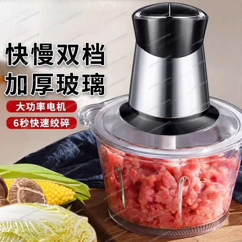 All-in-One Electric Food Processor – 5-in-1 Meat Grinder, Vegetable Chopper, Garlic Paste Maker & Mixer (Stainless Steel/Glass)