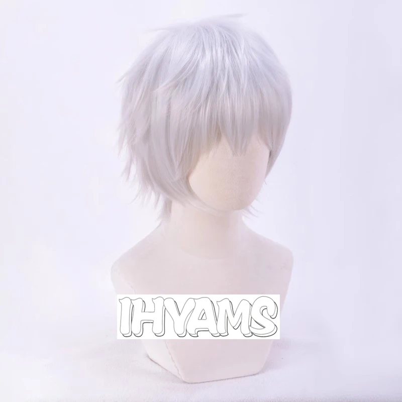 Kalim Al-Asim Cosplay Uomo Parrucca corta argento Cosplay Anime Cosplay Parrucche sintetiche resistenti al calore