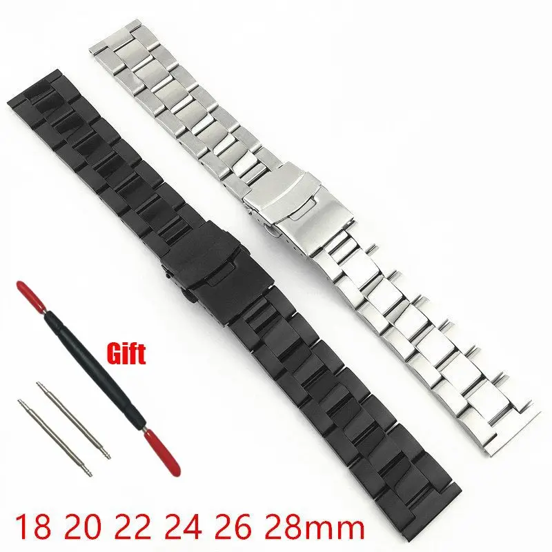 

18 мм, 20 мм, 22 мм, 24 мм, серебристый, черный, устрица, универсальный прямой ремешок для часов, браслет