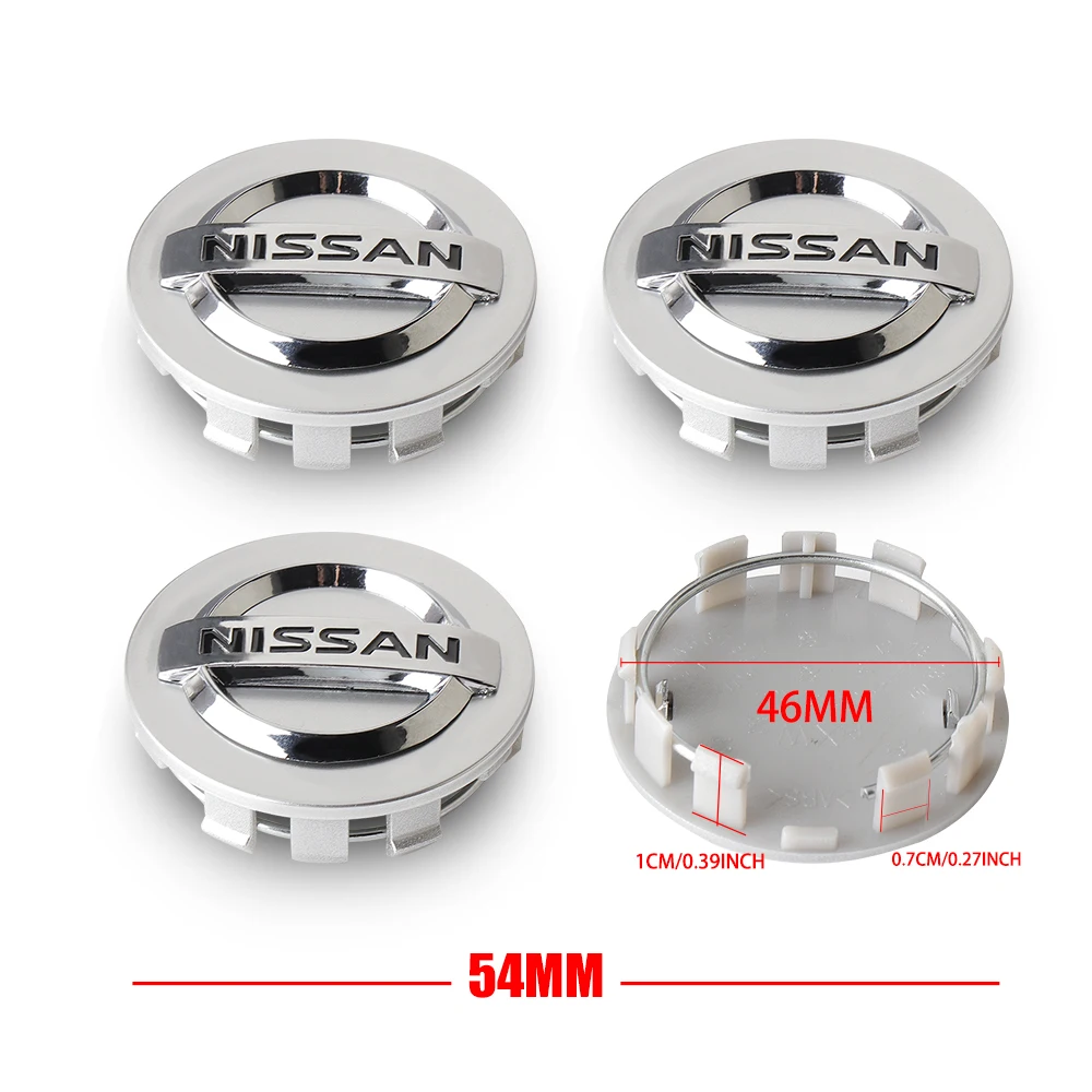 4 pz 54MM/60MM per Nissan Qashqai J11 J10 Leaf X-Trail T32 T33 marzo Tiida calci Versa Juke Car Wheel Center Hub Caps Logo Cover