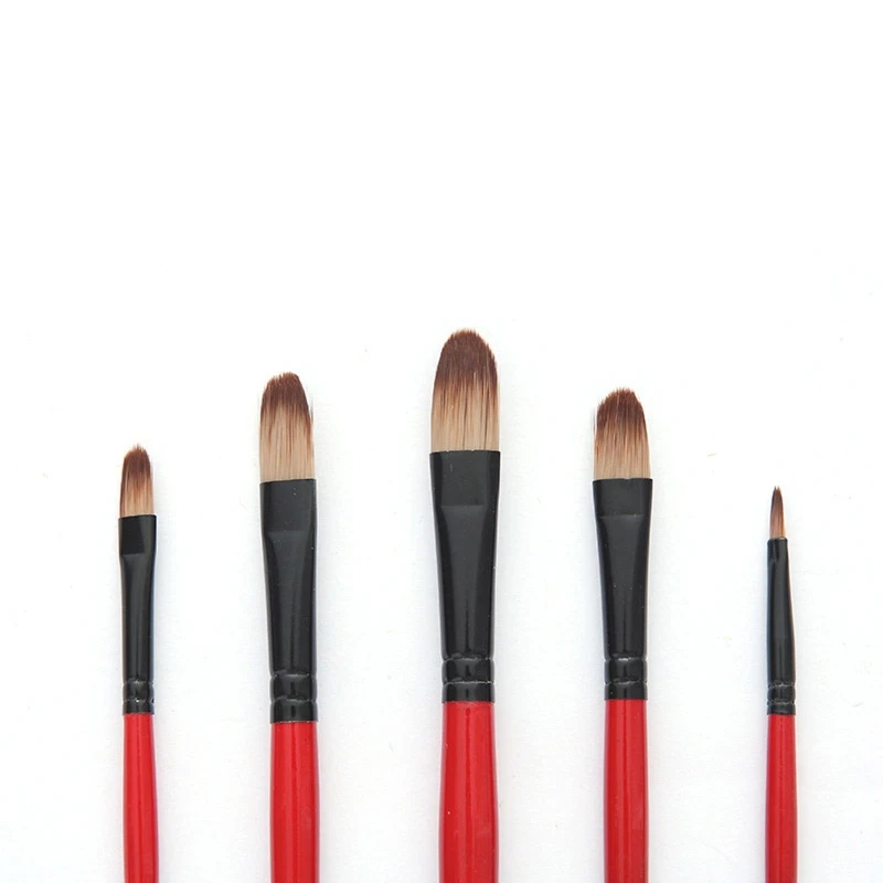 5 Pcs Paint Brush Set Nylon Hair Watercolor Brushes Round Pointed Tip Paintbrushes Professional Painting