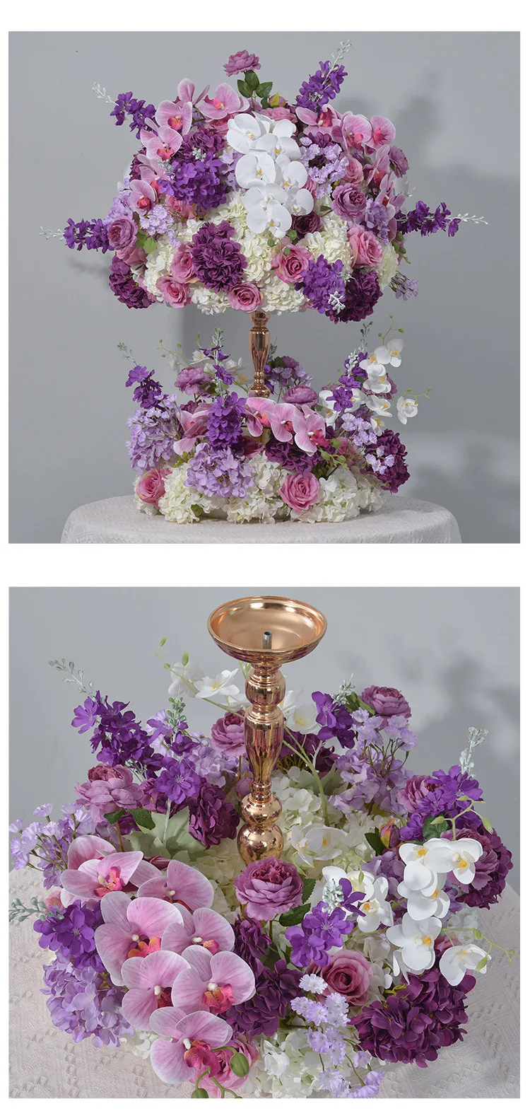 70CM Lila Künstliche Orchideen-Blumenkugel Hochzeitstisch-Mittelstück Kerzenhalter Deko Künstliche Seidenblumen-Arrangements für Events und Partys – Detail 10