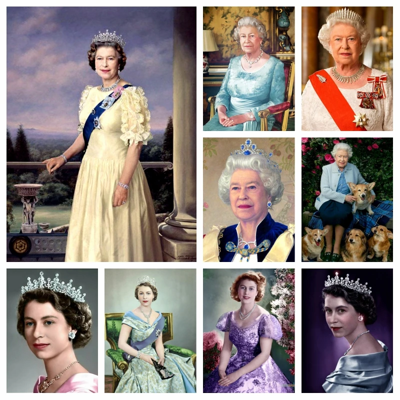 

Diy 5d Diamond Rhinestones Painting Queen Elizabeth II Of England AB Full Square Drills Cross Stitch Embroidery Room Decor