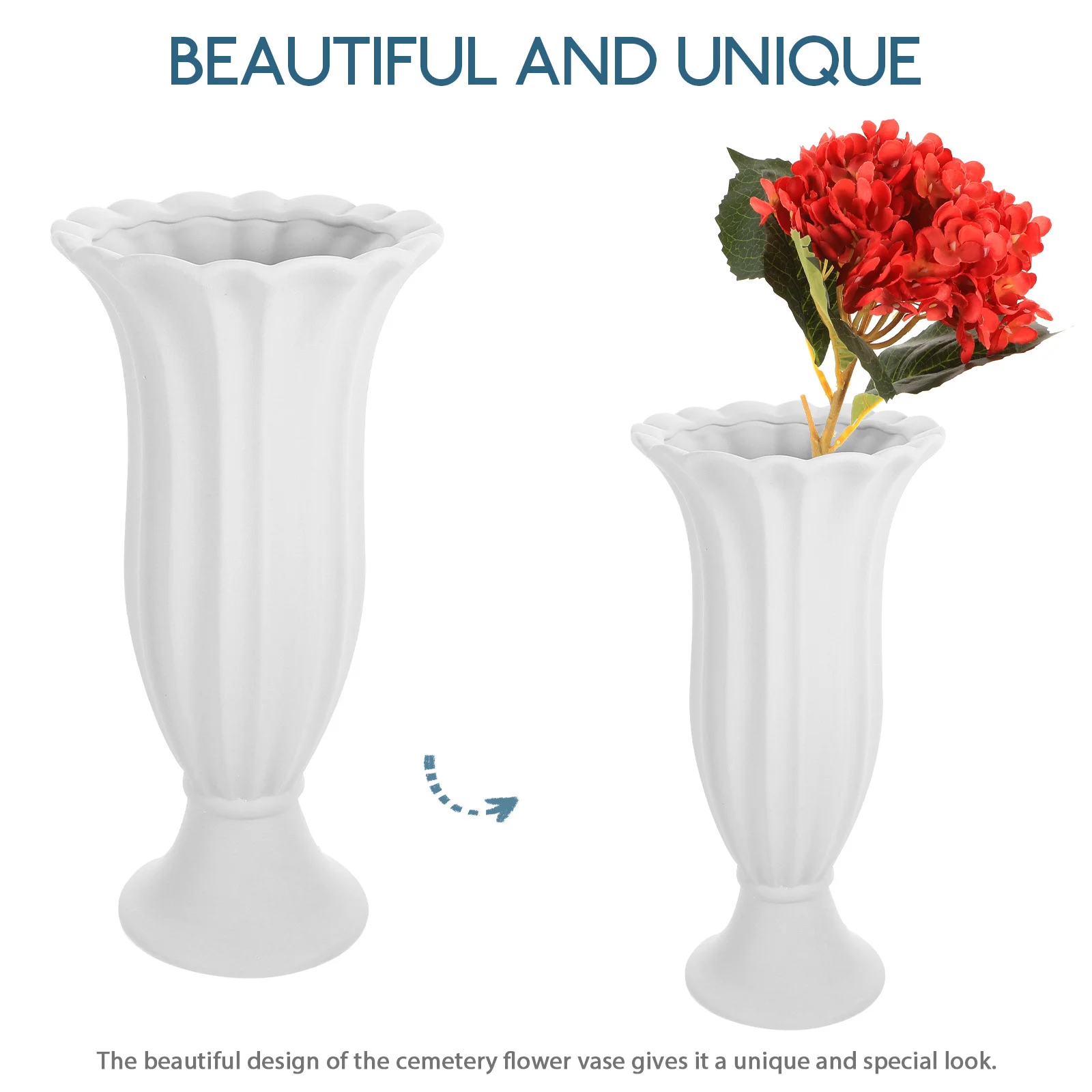 

Ceramic Cemetery Vase for Grave Memorial with Elegant Simple Design Outdoor Weather Resistant Flower Holder for Graves