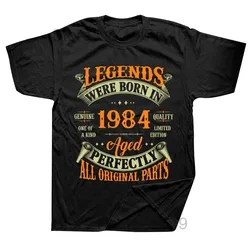 Camisetas de aniversario de cumpleaños para hombres y mujeres, Camiseta de algodón Vintage de edición limitada de 1984, 40 y 40 años, camisetas de manga corta para regalo