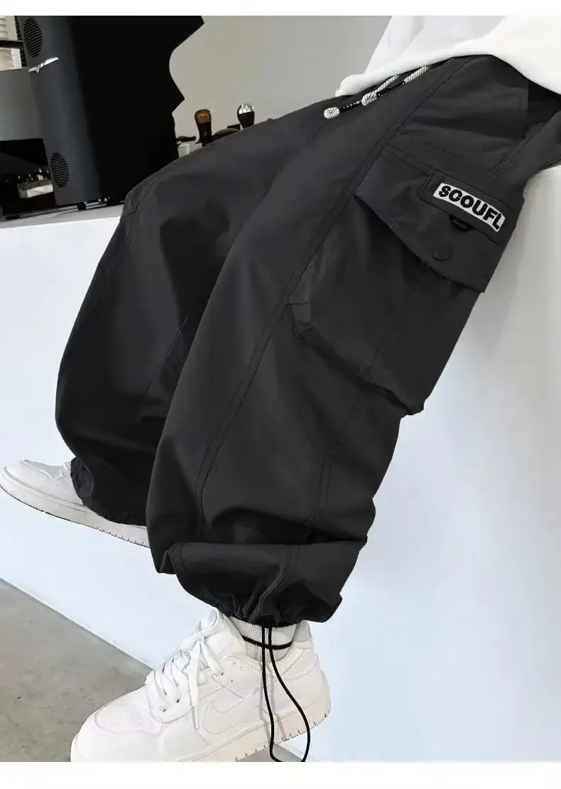 ZOETOPKID Neue Jungen-Freizeithosen Herbst Kinder Lose Baumwoll-Sporthosen Schwarze Hosen für Kinder Frühling Kinderbekleidung – Detail 8