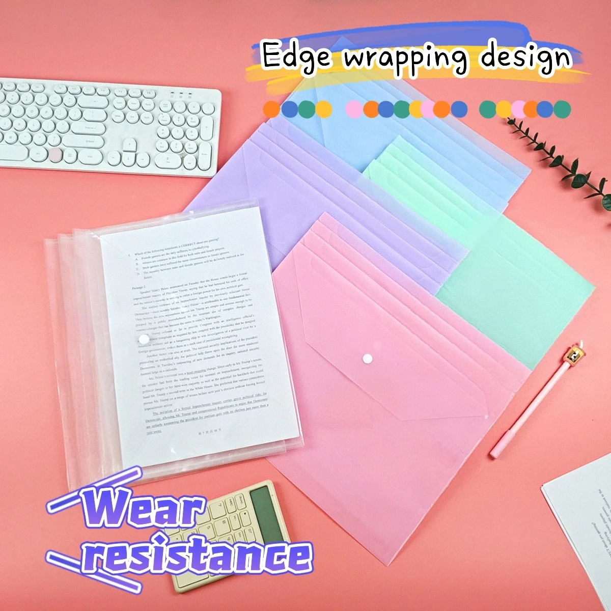 حقيبة ملفات A4، مجلد شفاف، معلومات ورق اختبار عالية المظهر، حقيبة تخزين الفواتير، حقيبة تعليمية، حقيبة فنية، مستلزمات مكتبية