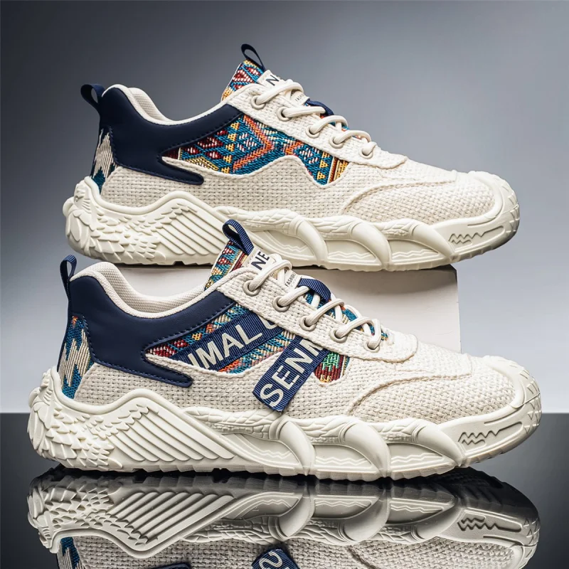 Men's Casual Running Shoes 2026 New Autumn Season Breathable Versatile Lightweight Soft Bottom Linen Fashionable Sports Sneakers