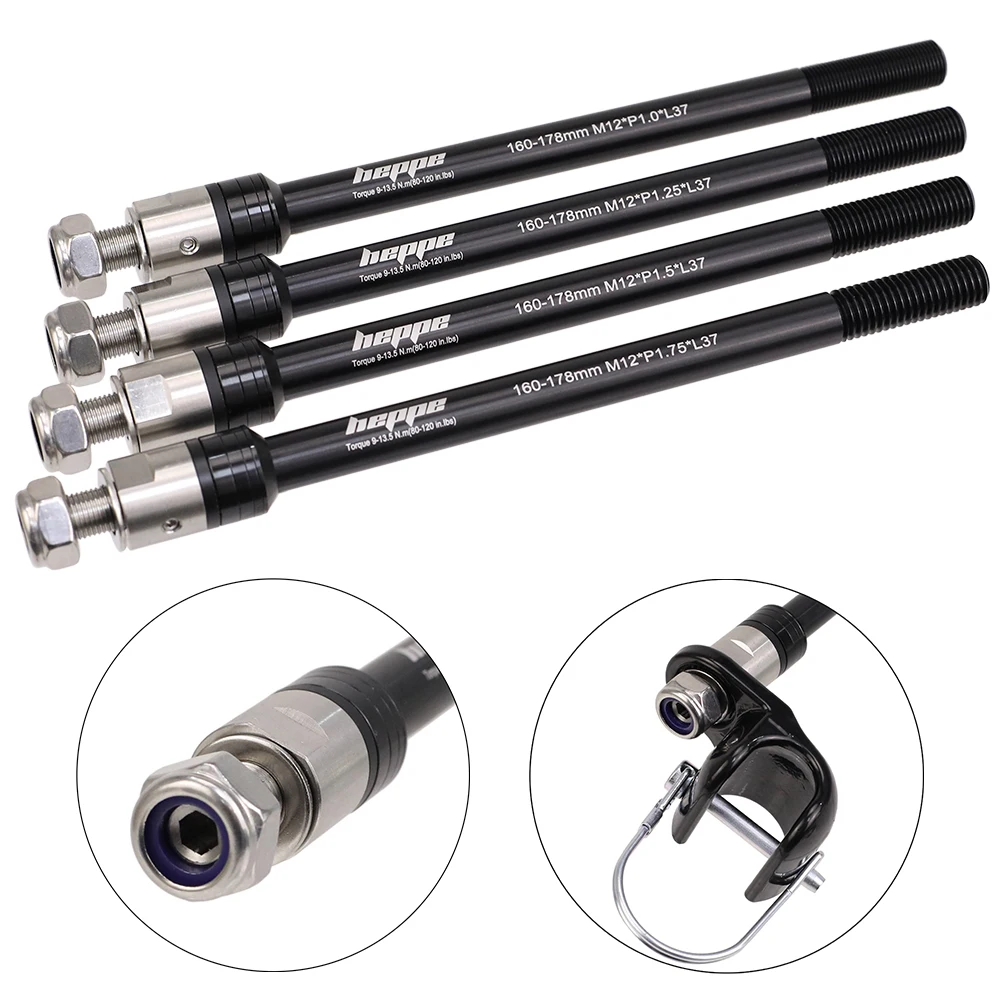 Rimorchio per bicicletta HEPPE Asse passante Rimorchio per carico Rimorchio per bambini Asse passante 160-178mm Asse per gancio di traino per rimorchio bici M12 P1.0/1.25/1.5/1.75