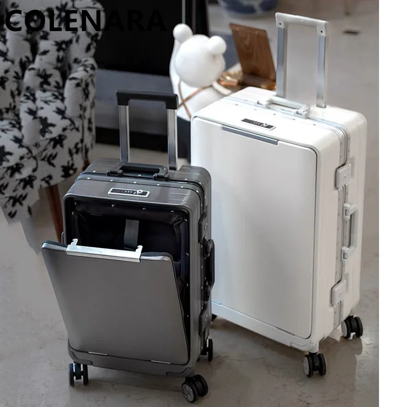 

Чемодан COLENARA 20/24/26 дюймов для женщин, ручная кладь на колесиках с передним открытием, для ноутбука, с USB-зарядкой
