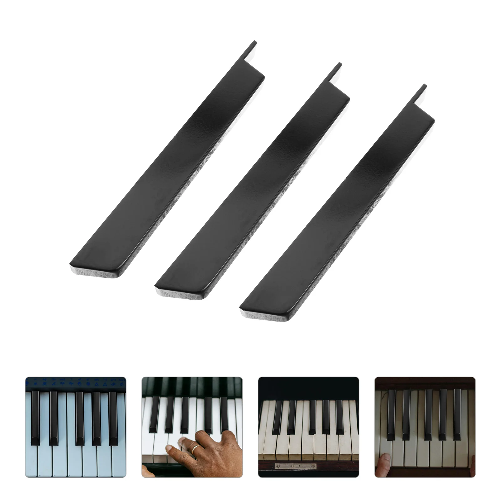 

5Pcs Piano Black Keys Parts Illuminated Keytops Strong Long-Lasting Replacement Accessories for Piano Repairing Keyboard Gadgets