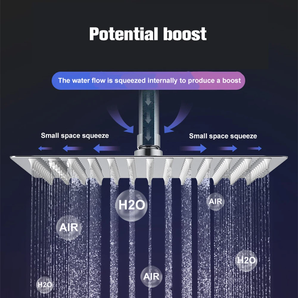 Imagem -02 - Pressão Teto Montado Chuveiro Cabeça Grande Fluxo Supercharge Precipitação Banheiro Painel Grande 10 12 Aço Inoxidável Alta
