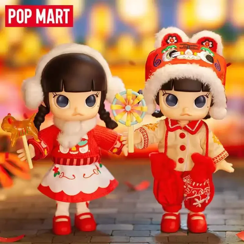 

POP MART Molly Little Tiger BJD Mobile Doll Handmade Set Dress Toy Kawaii Action Doll Toy Collection Figurine Model