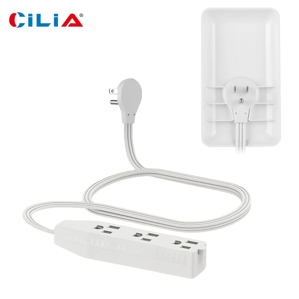 شريط طاقة سلك تمديد 3 أقدام مع 3 منافذ تيار متردد وموسع قابس 3 شقوق، ولوحة غطاء، ومقسم سلك 16AWG