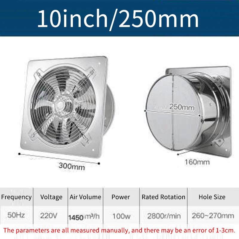 10 inch 220V High Speed Exhaust Fan Toilet Kitchen Bathroom Window Industrial Extractor Ventilation Fan