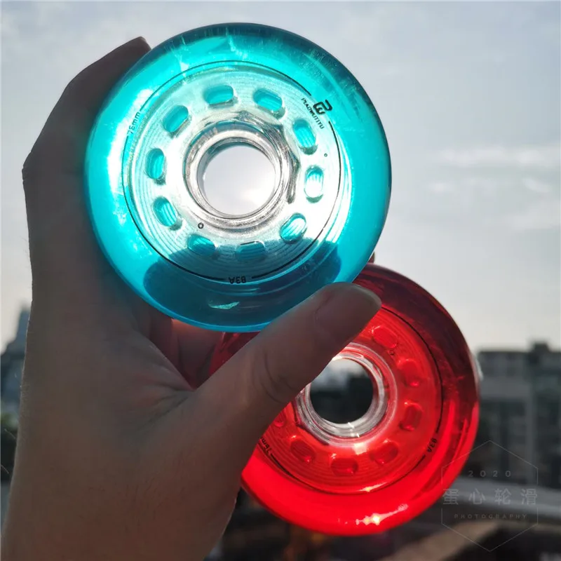 83A High Rebound Elastic Skating Wheel Blue Red Crystal FSK Slalom Inline Skates Wheels for SEBA Flying Eagle Transparent Roller