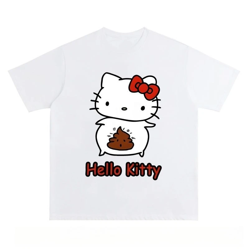 

Creative Sanrio Hello Kitty Cartoon Printed T-shirt Summer New Men's and Women's Loose Casual Trend Versatile Short-sleeved Top