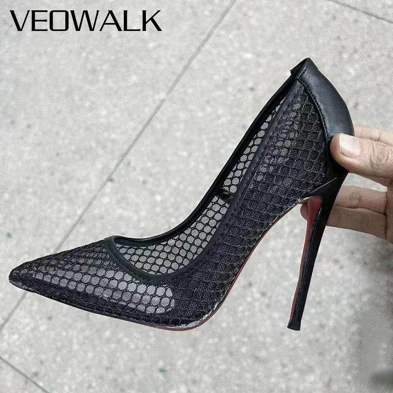 

Veowalk НОВЫЕ элегантные женские туфли-лодочки на шпильке с сетчатым верхом, сексуальные, с острым носком, дышащие, на каблуке 12 см, для вечеринок, свадеб, торжественных мероприятий