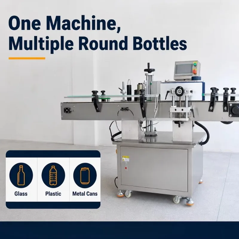 Custom Made Automatic PLC Beverage Labeling Machine for Round Food Bottles with Positioning and Coding Device for Food Factory
