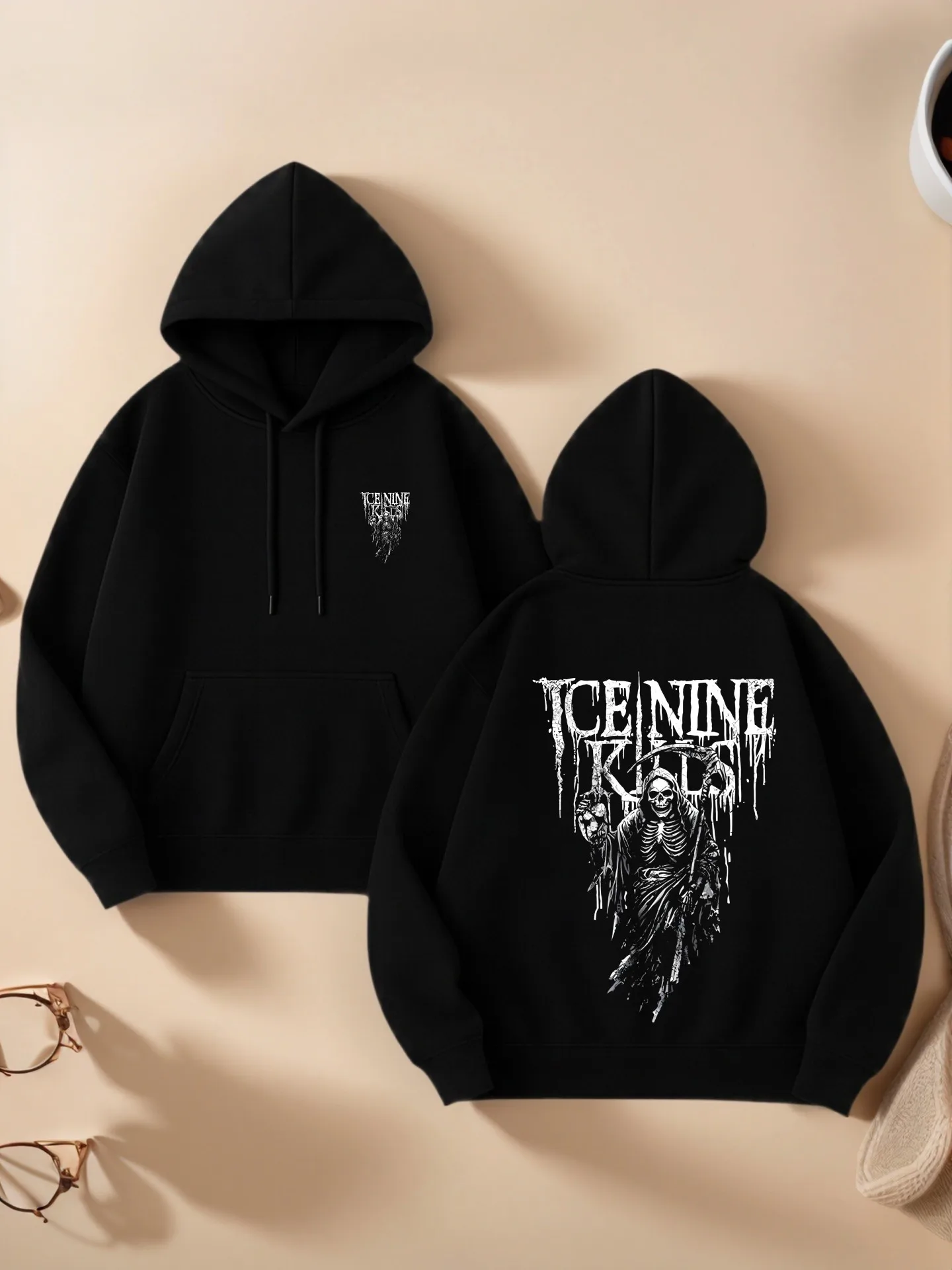 

Graphic Hoodie Women, Ice Nine Kills Print, Streetwear Style, Fleece Lined, Casual Everyday Wear for Young Men