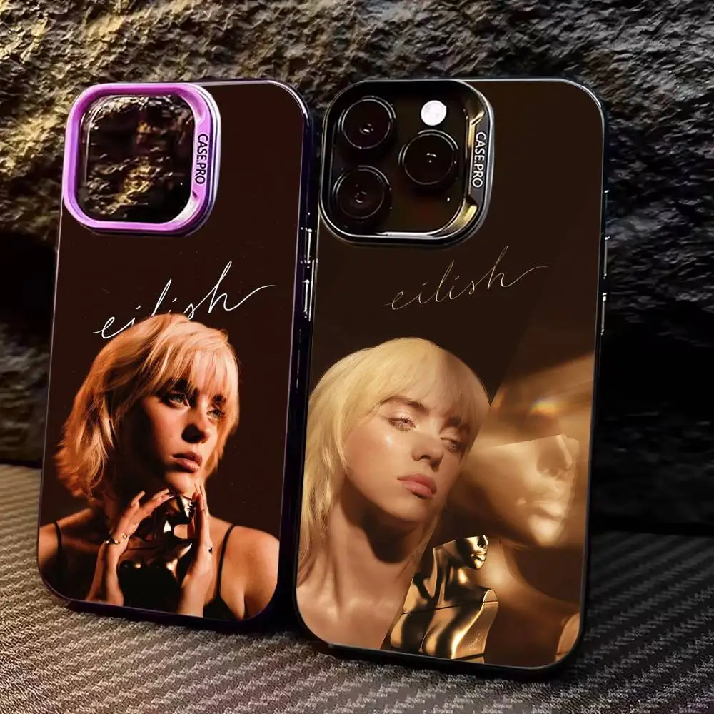 

B-Billie E-Eilish Phone Case For iPhone 17, 16,15,14,13,12,11 Plus,Pro Max, Colorful Silver Funda Cover