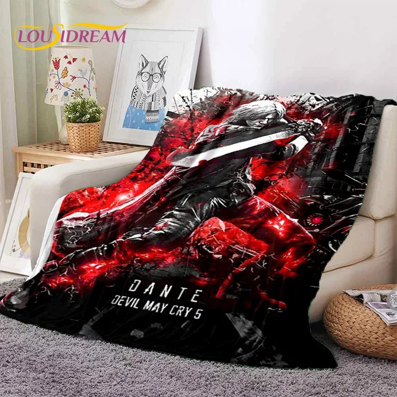 3D D-Devil May Cry DMC Game cartoon Soft Flannel Blanket for Beds Bedroom Sofa Picnic,Throw Blanket for Outdoor Leisure Nap Gift