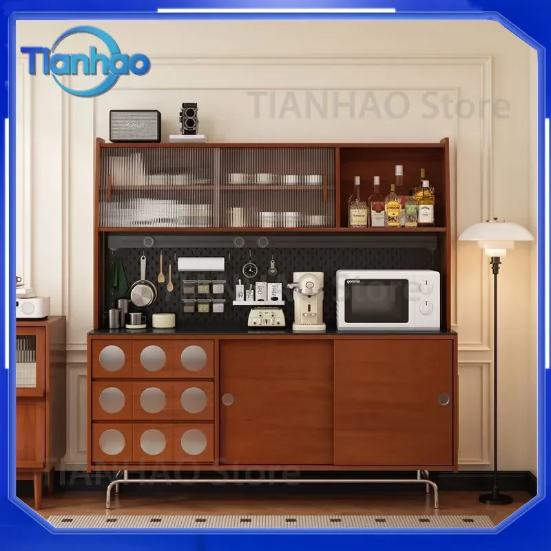 French Retro Medieval Side Cabinet for Multi-Functional Wall Mounted Rock Slab Tea Cabinet and Japanese Style Storage Locker