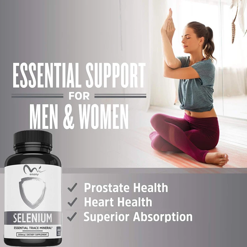 Selenium 200 mcg - unisex support for prostate, heart health, immune system, antioxidant high absorption 60 vegetarian capsules