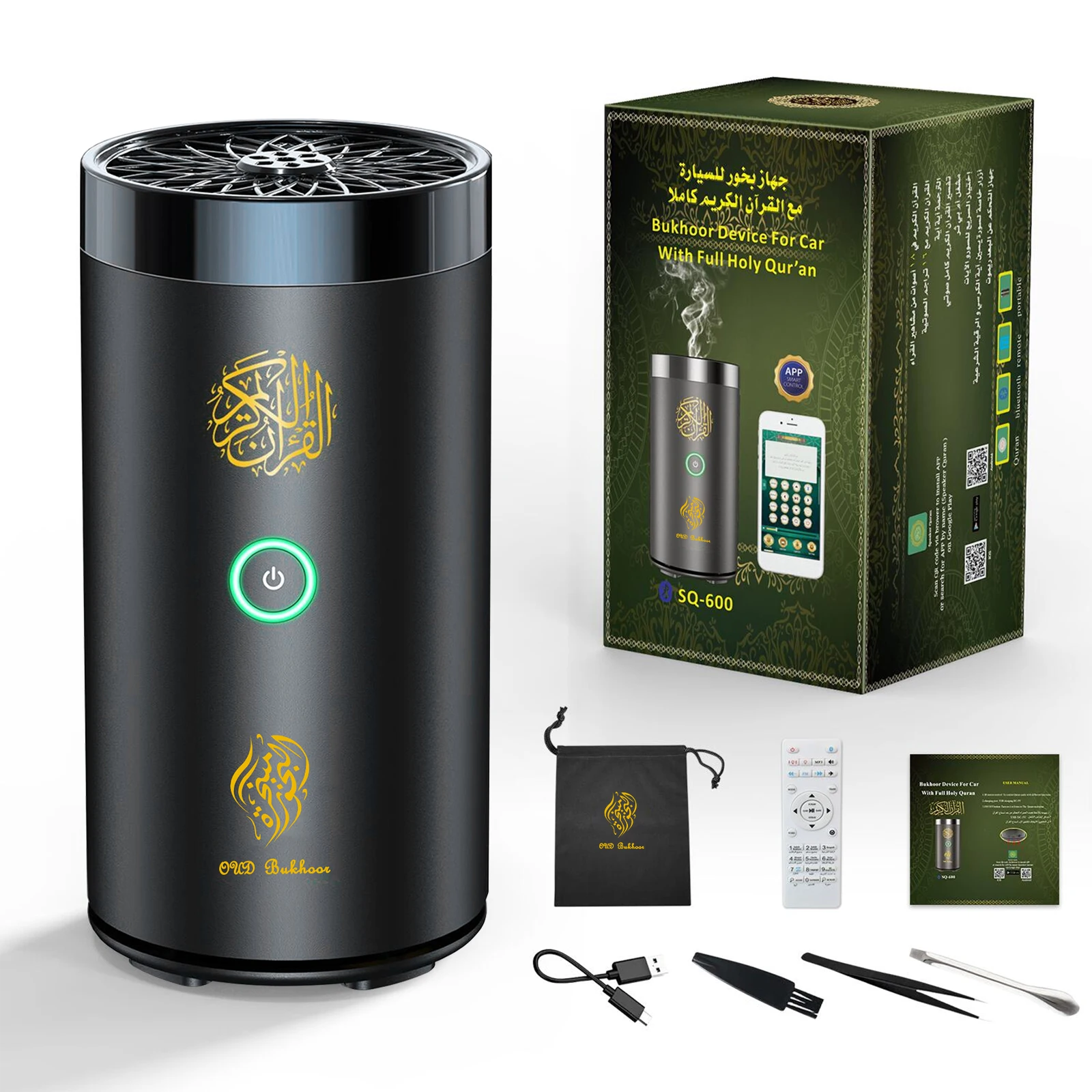 

SQ-600 New Bluetooth Speaker with Incense Burner Aroma Diffuser USB Rechargeable Oud Burning Holder